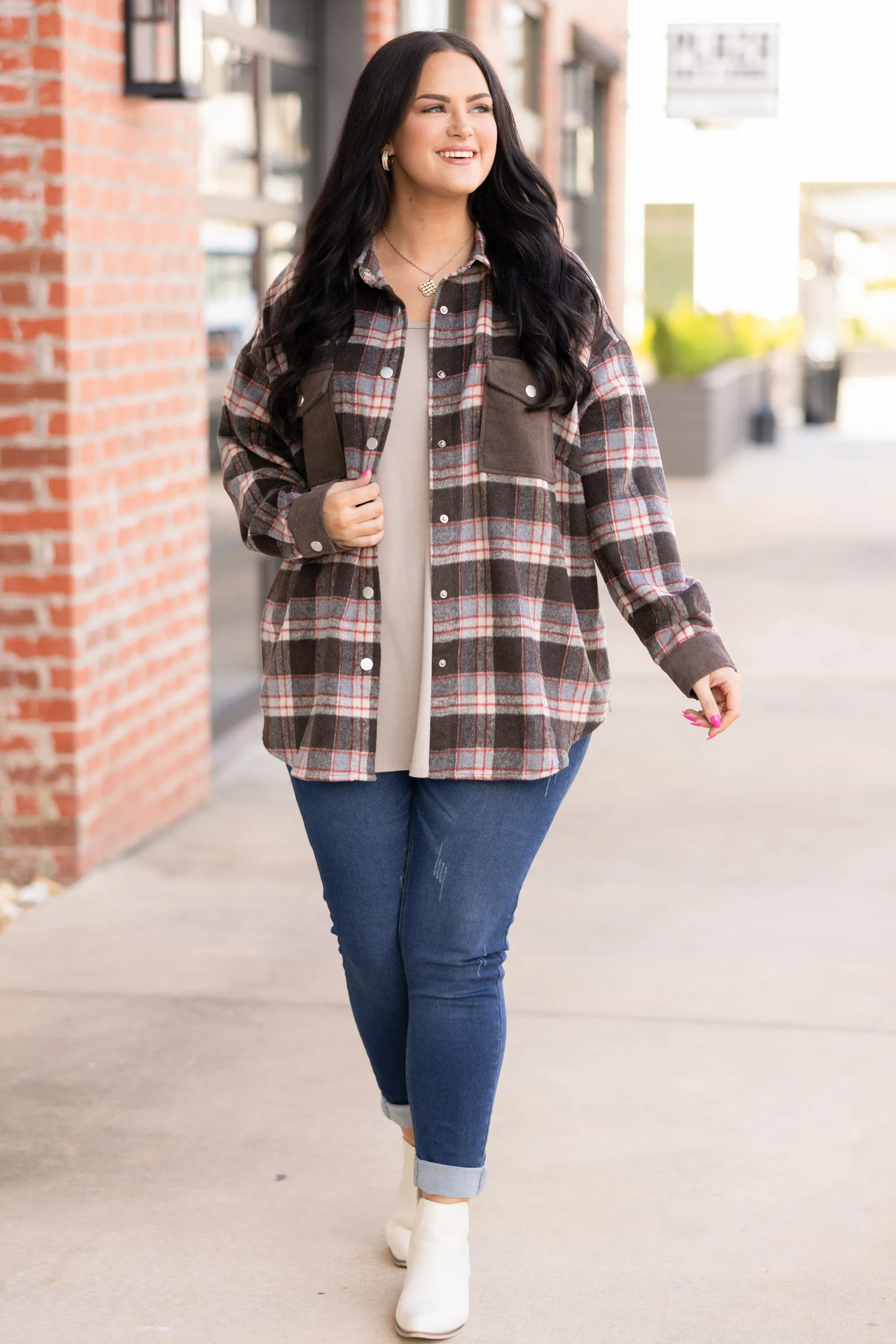 Keep Me Toasty Shacket, Dark Brown