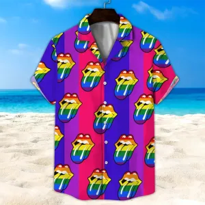 Lgbt Hawaii Shirt, Bisexual Rainbow Lip Unisex Hawaii Shirt, Beach Short, Beach Party Shirt