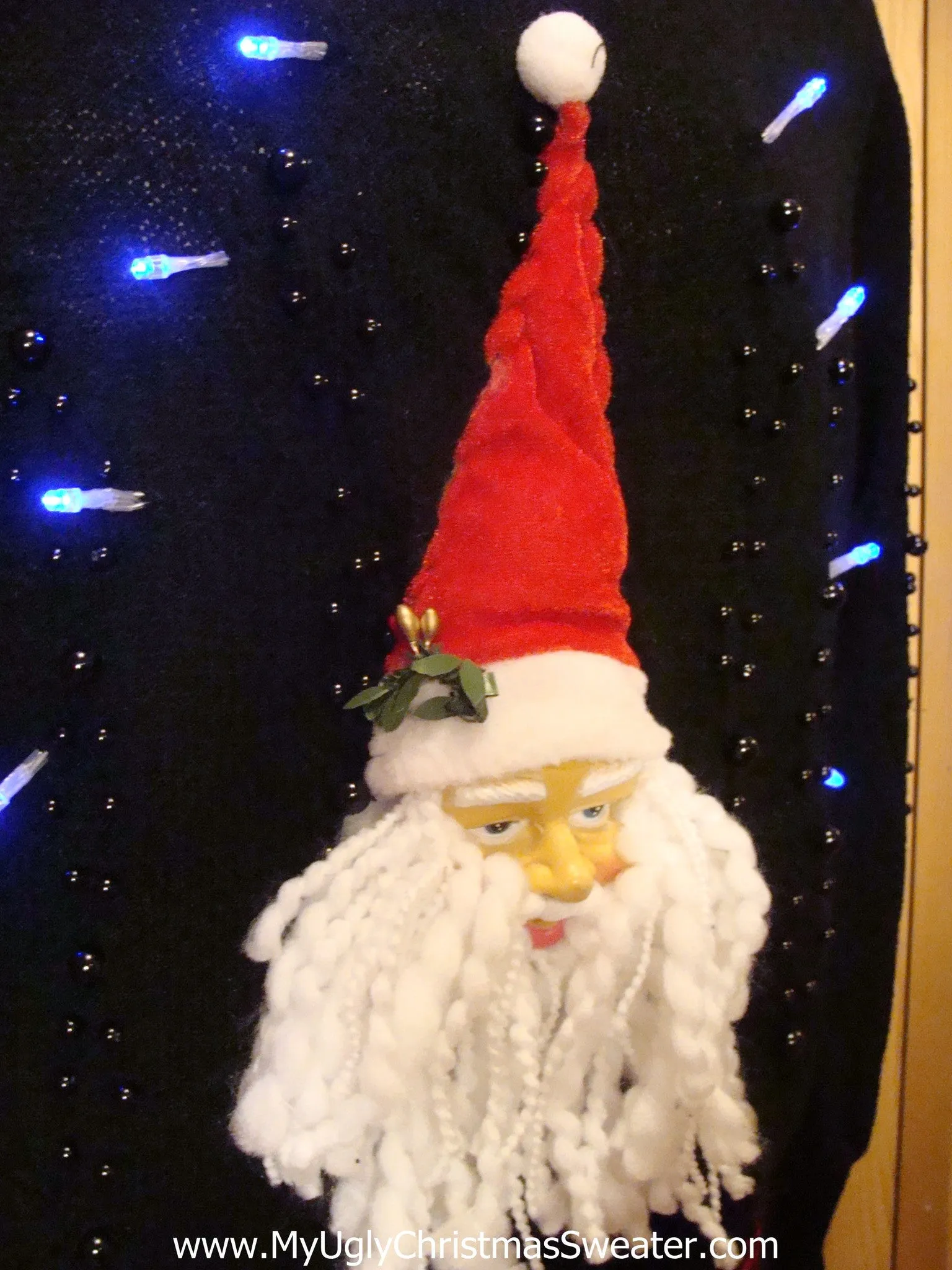 Light Up 80s Ugly Xmas Sweater Bling 3D Santa