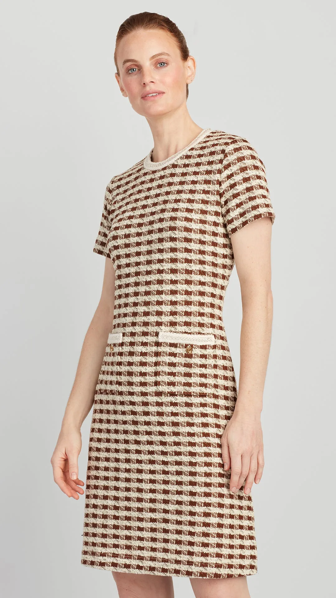LILY HOUNDSTOOTH BOUCLE DRESS