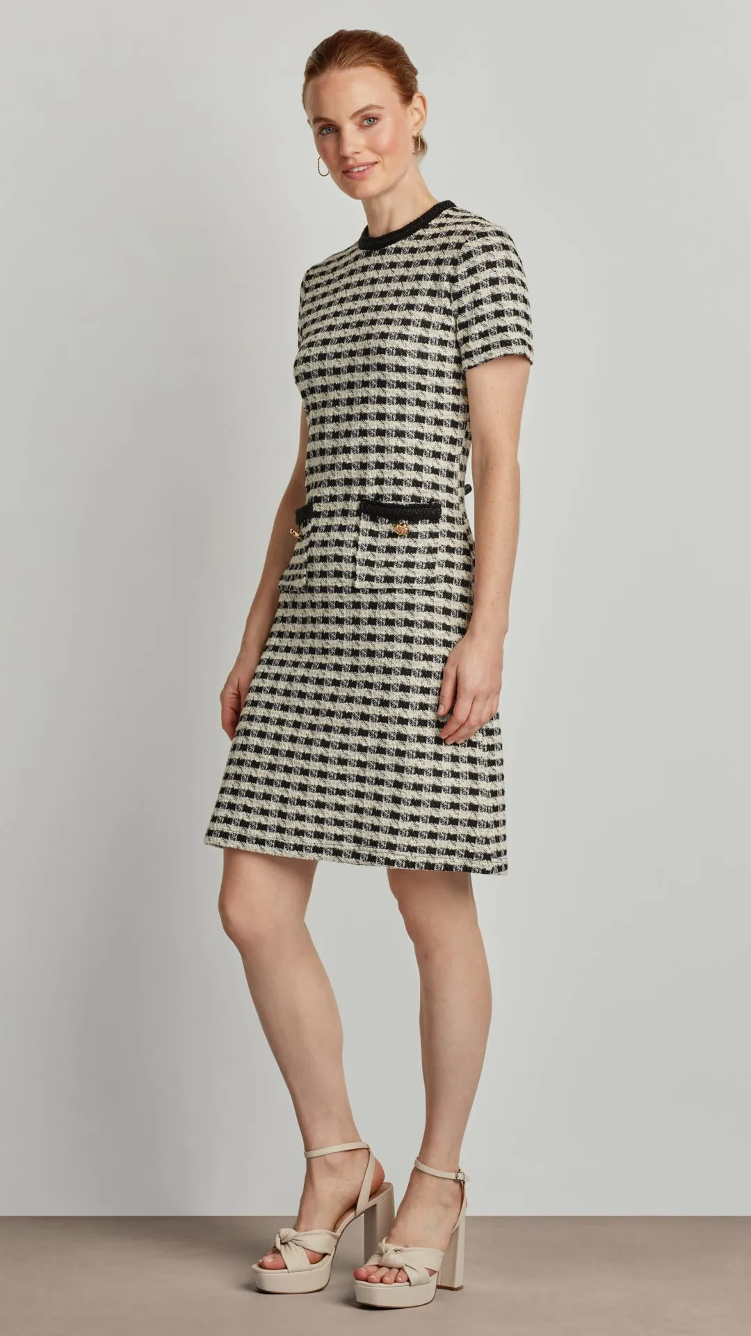 LILY HOUNDSTOOTH BOUCLE DRESS