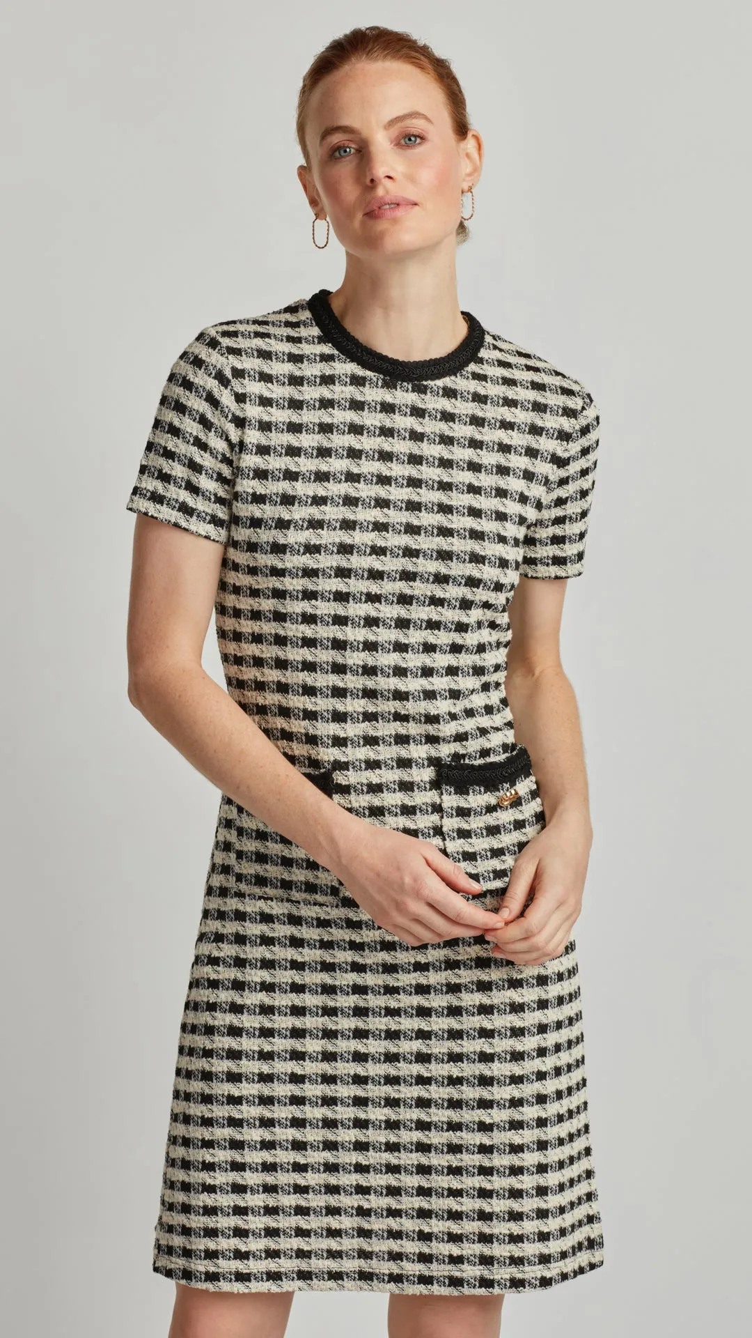 LILY HOUNDSTOOTH BOUCLE DRESS
