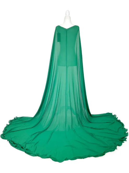 Marc Defang 2011 Long Chiffon Formal Pageant Cape 2 Panel Detachable adult womens