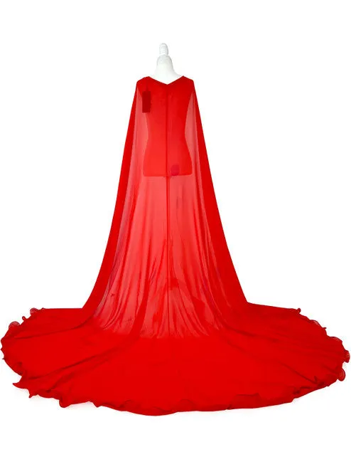 Marc Defang 2011 Long Chiffon Formal Pageant Cape 2 Panel Detachable adult womens