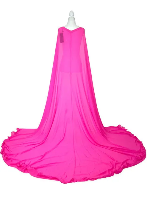 Marc Defang 2011 Long Chiffon Formal Pageant Cape 2 Panel Detachable adult womens