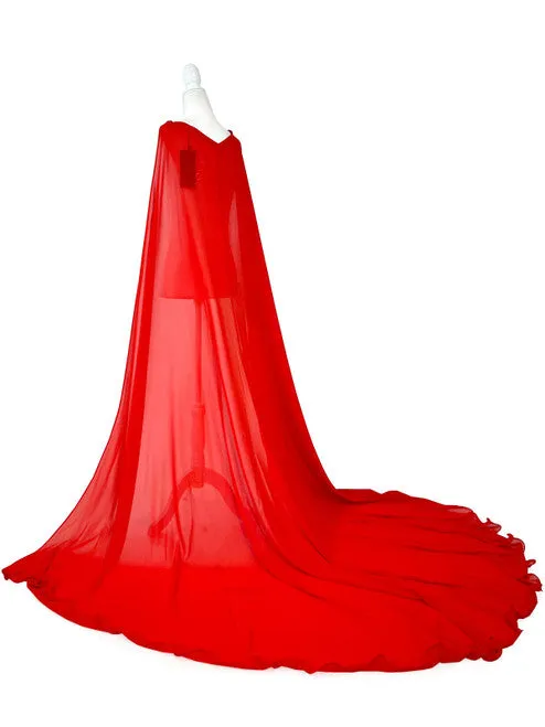 Marc Defang 2011 Long Chiffon Formal Pageant Cape 2 Panel Detachable adult womens