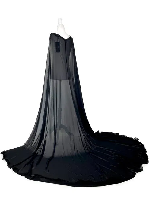 Marc Defang 2011 Long Chiffon Formal Pageant Cape 2 Panel Detachable adult womens
