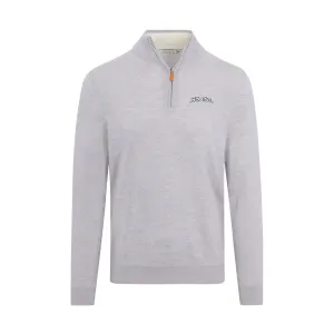 Michigan State Light Grey Melange Cashmere Touch Australian Merino Quarter Zip Sweater