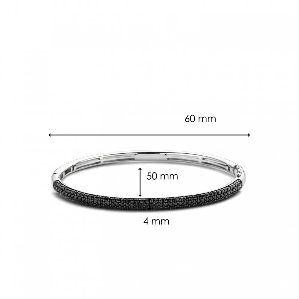 Milano Black CZ Pavé Bangle - Silver - 2874ZB