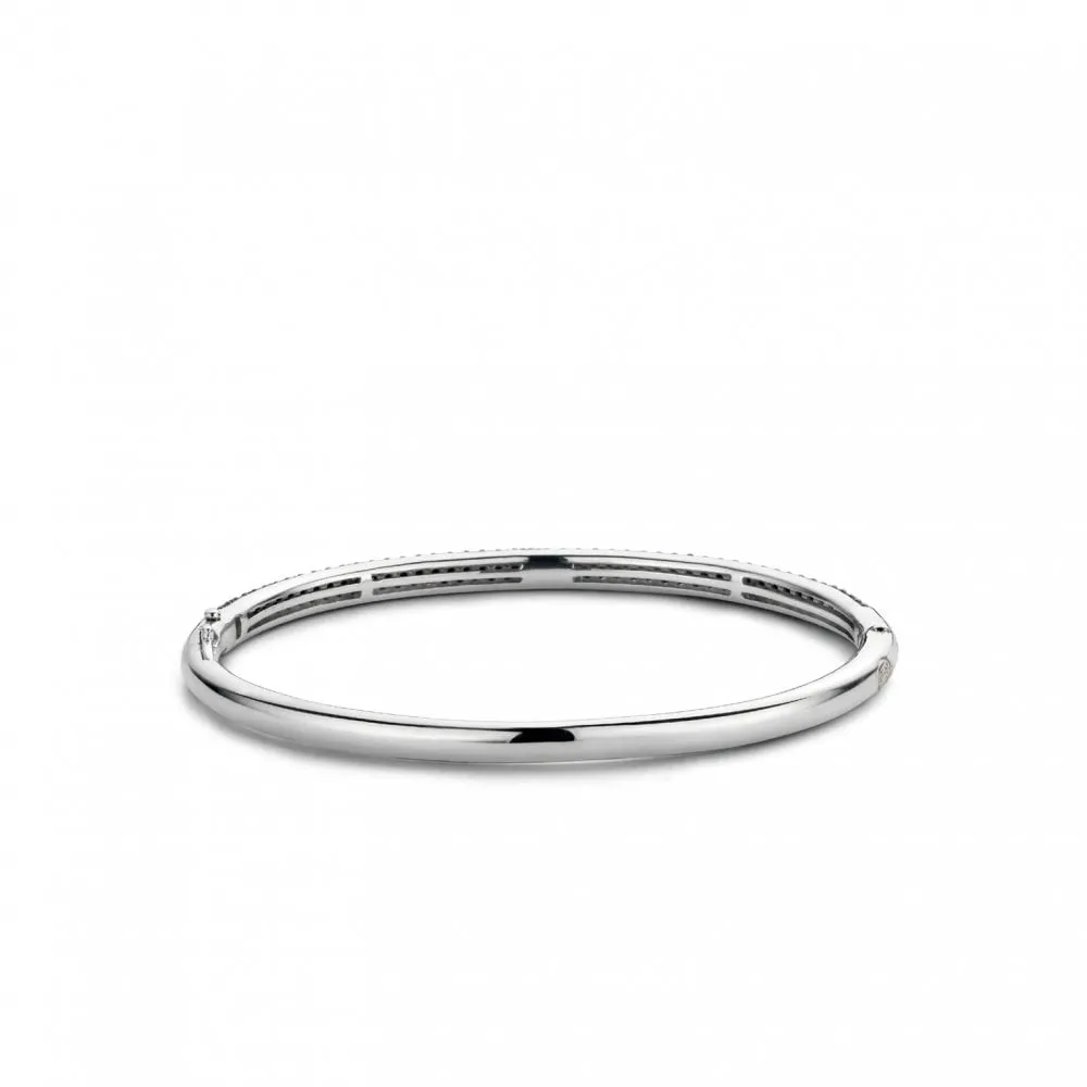 Milano Black CZ Pavé Bangle - Silver - 2874ZB