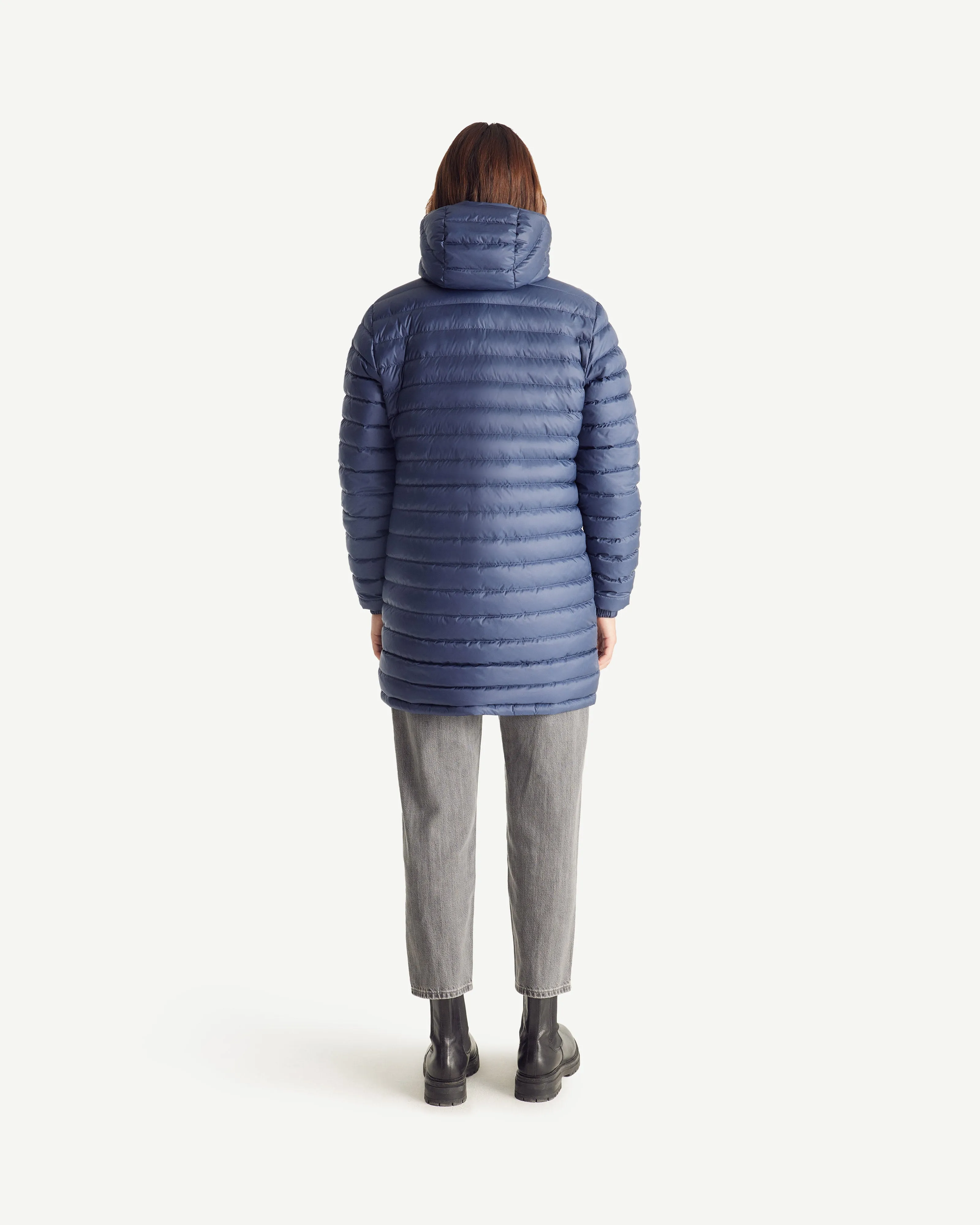 Navy Roma 2.0 long reversible puffer jacket