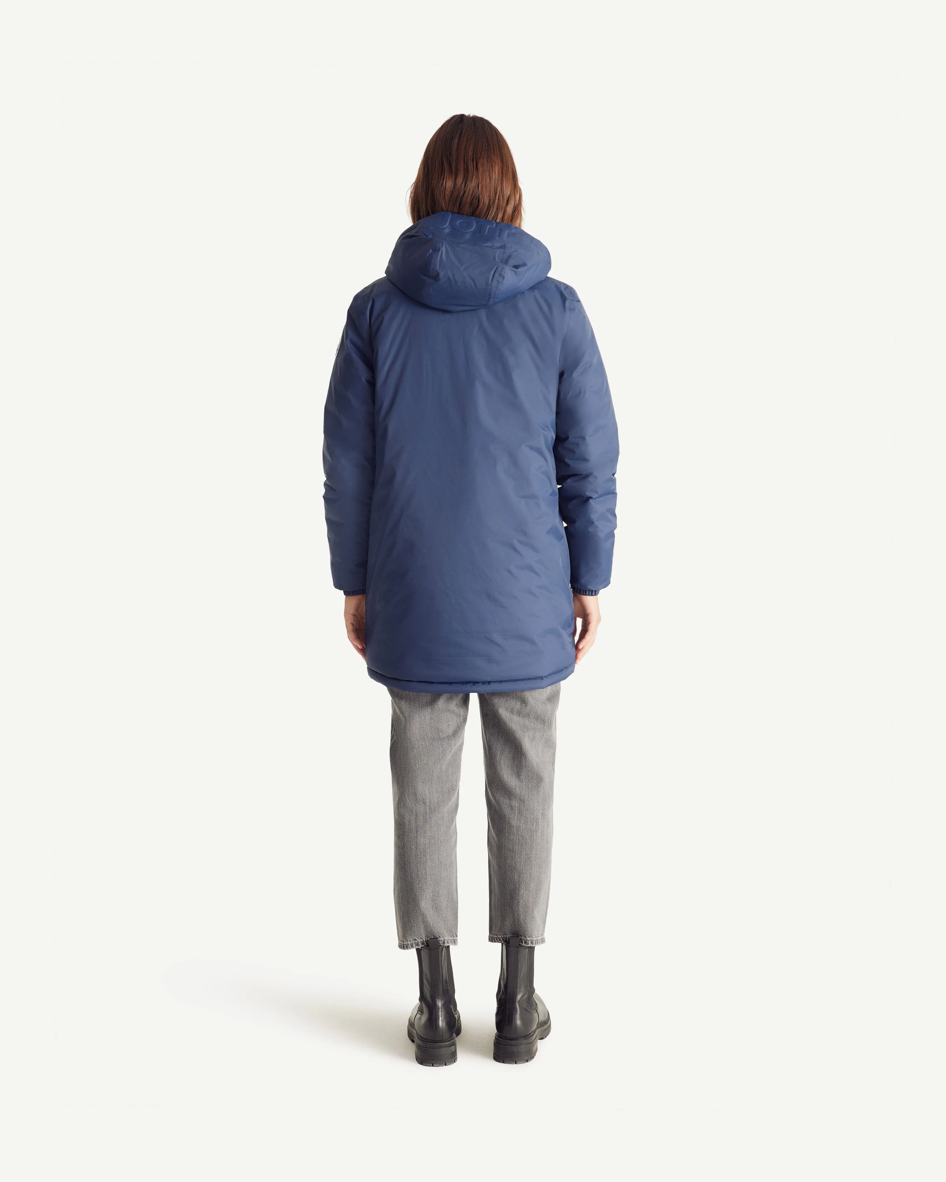 Navy Roma 2.0 long reversible puffer jacket