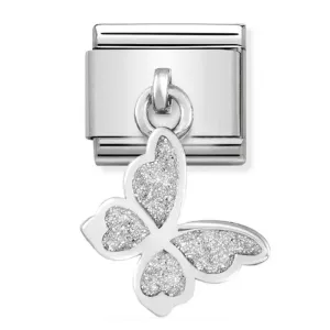NOMINATION Charm Silver Pendant Butterfly with Glitter