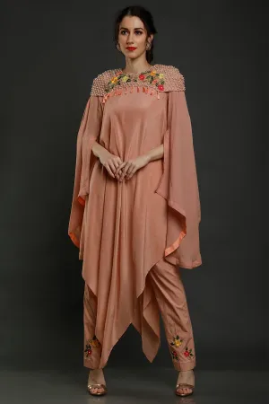 Peach Asymmetric Tunic & Pants Set