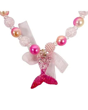 Pink Poppy Mermaid Tail Necklace