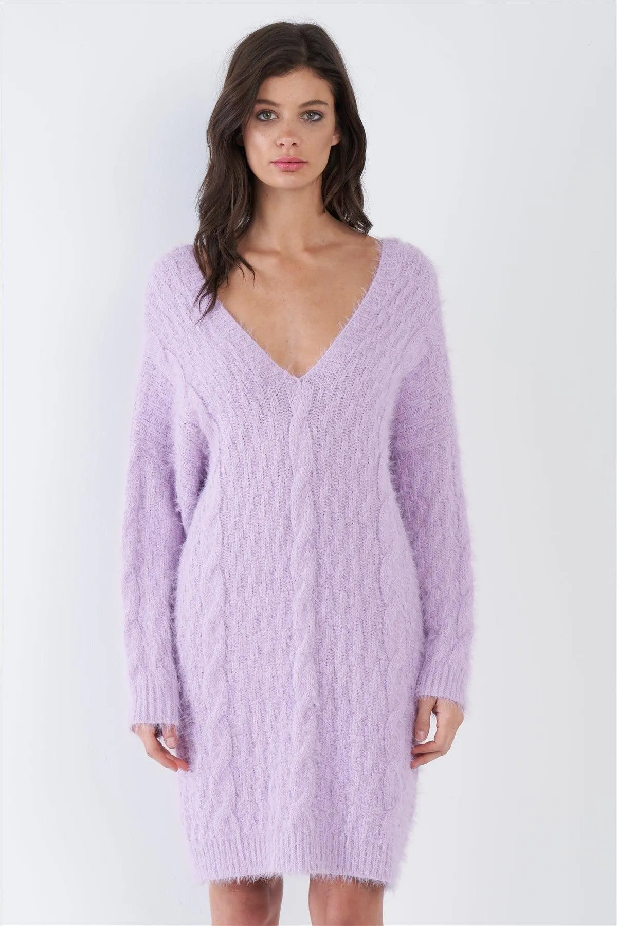 Purple Fuzzy Sweater Dress /4-2-1
