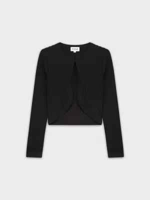 RIBBED SHRUG-BLACK