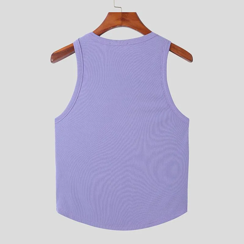 Round Neck Solid Polyester Tank Top