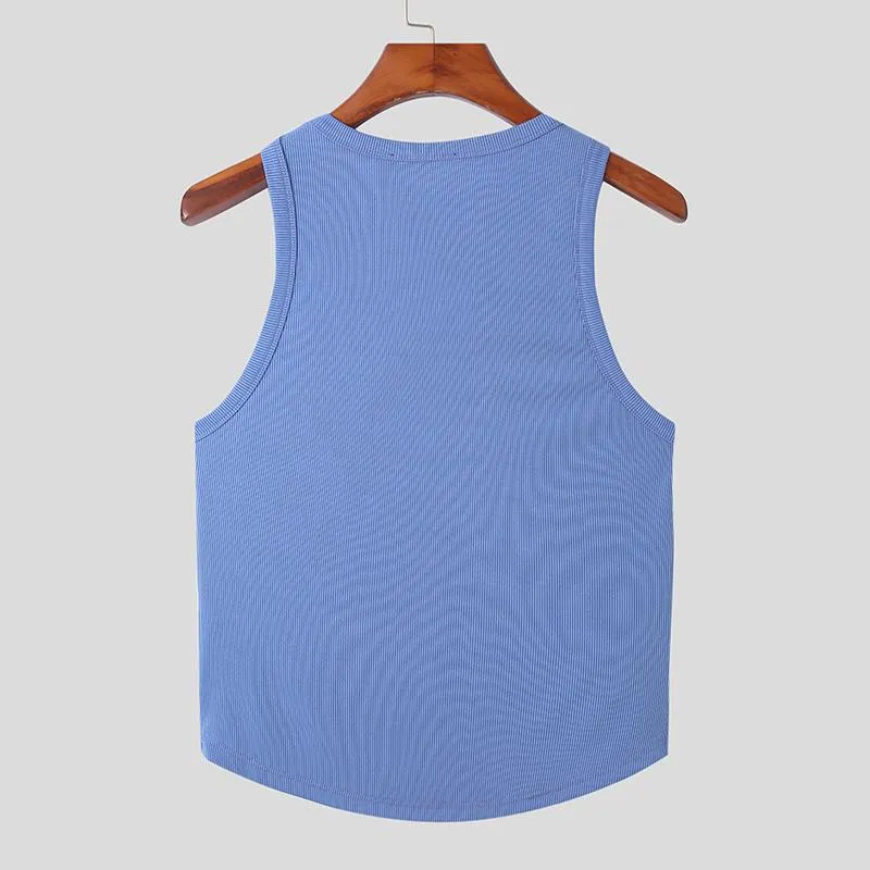 Round Neck Solid Polyester Tank Top