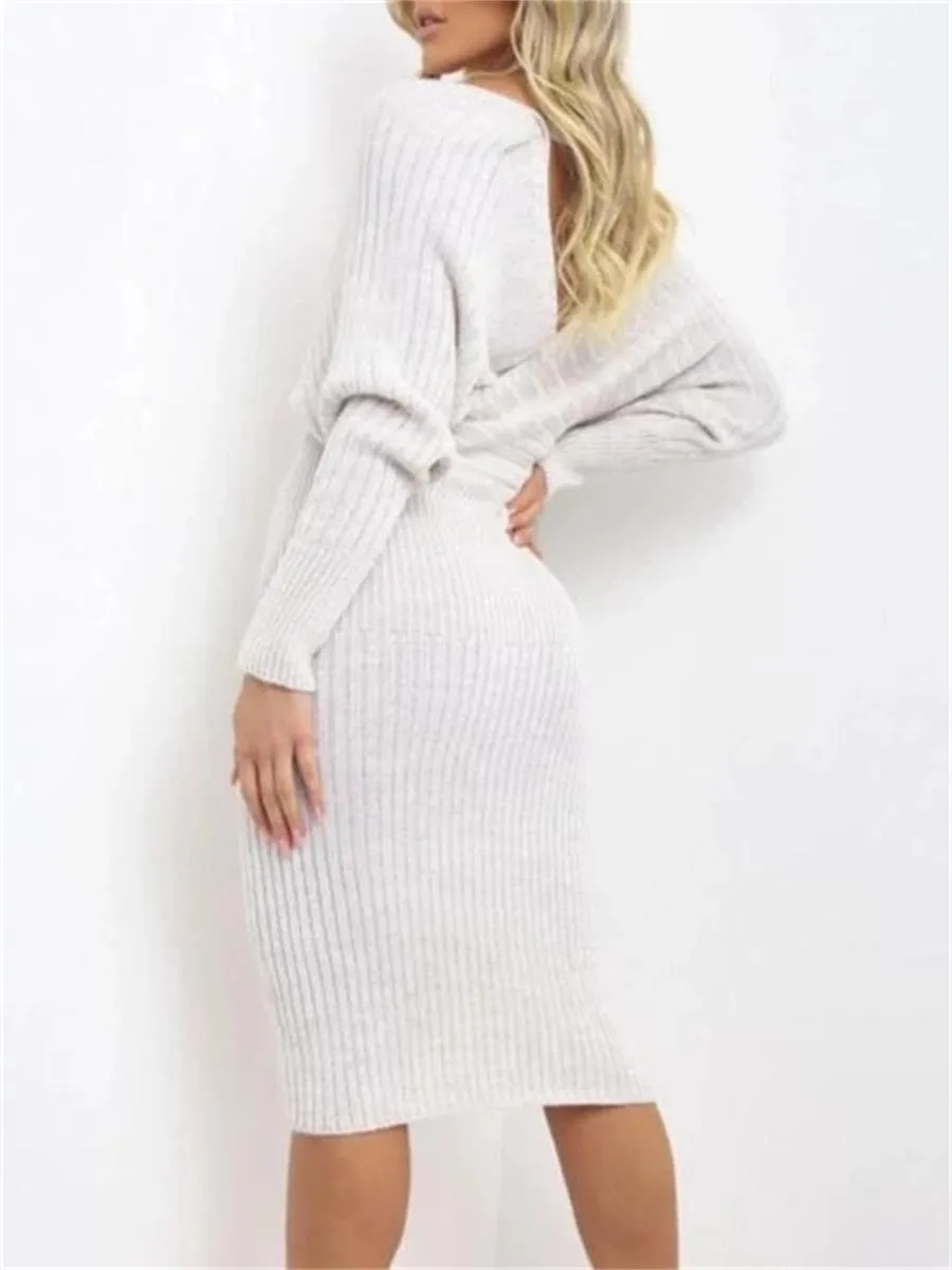 Sexy And Elegant V-Neck Women'S Sweater Dress