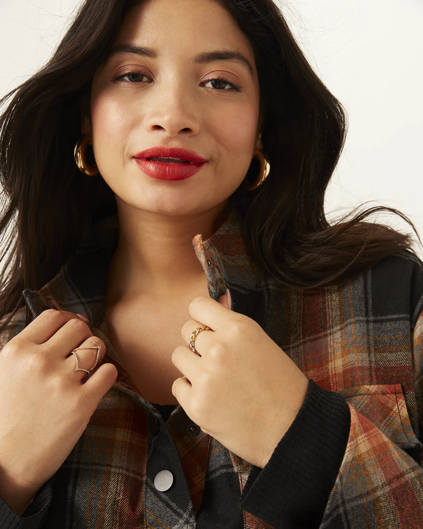 Sharon Plaid Shacket Pullover | Red / Black