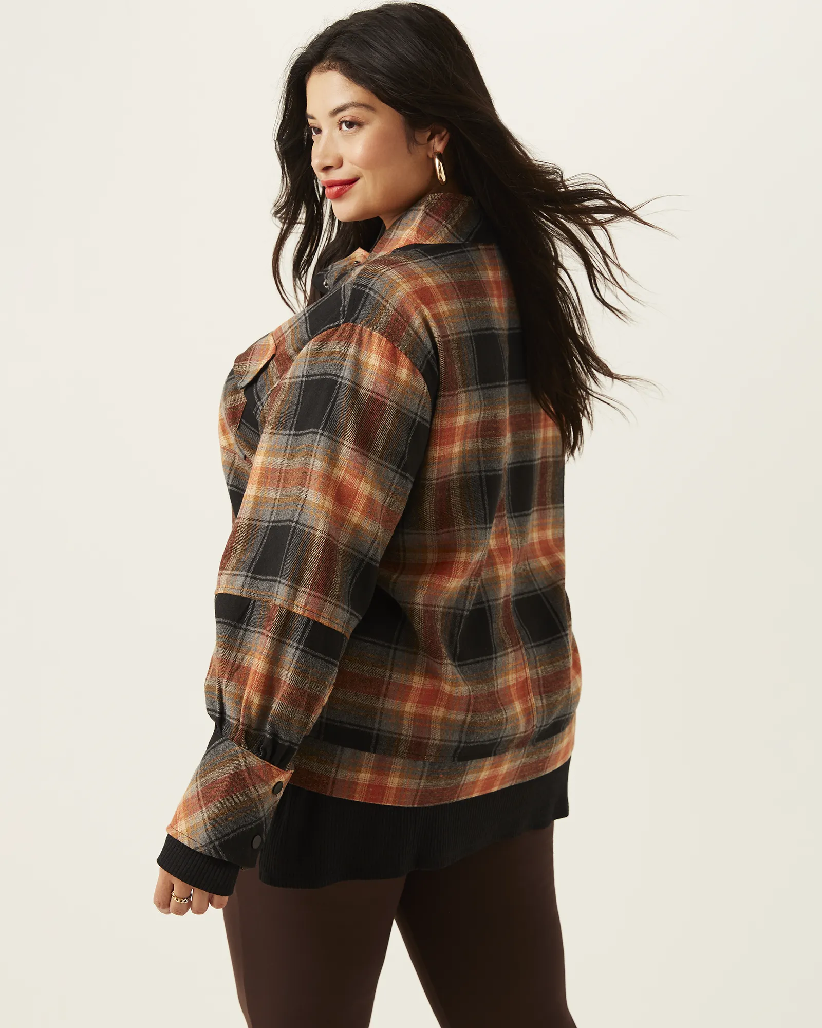 Sharon Plaid Shacket Pullover | Red / Black