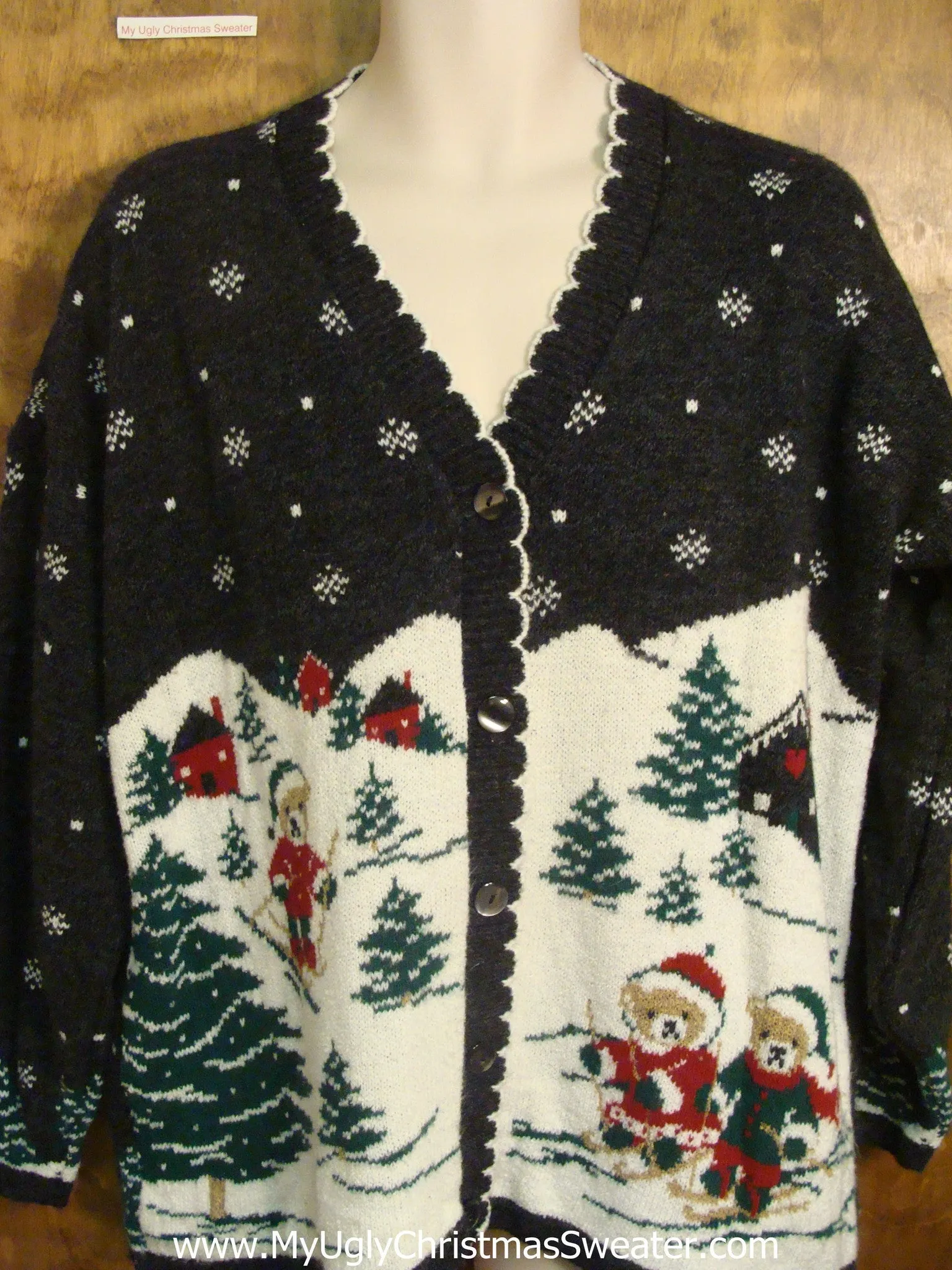 Skiing Teddy Bears Tacky Xmas Party Sweater