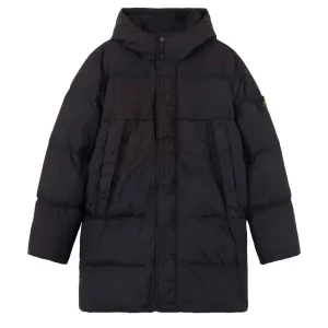 Stone Island Junior Crinkle Reps Nylon Down Parka in Black