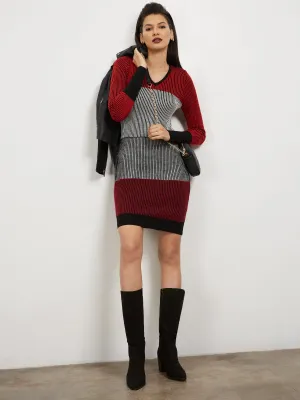 Stripe Colorblock Sweater Dress