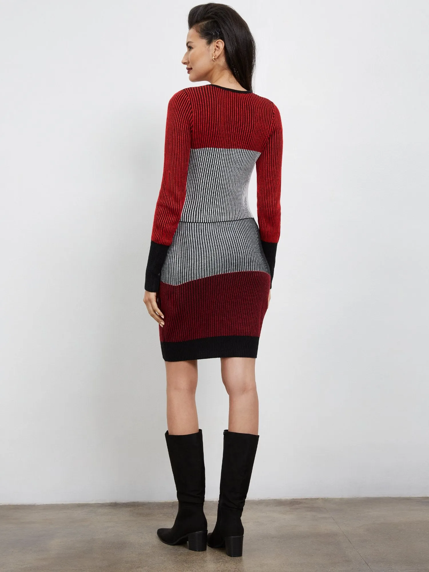 Stripe Colorblock Sweater Dress