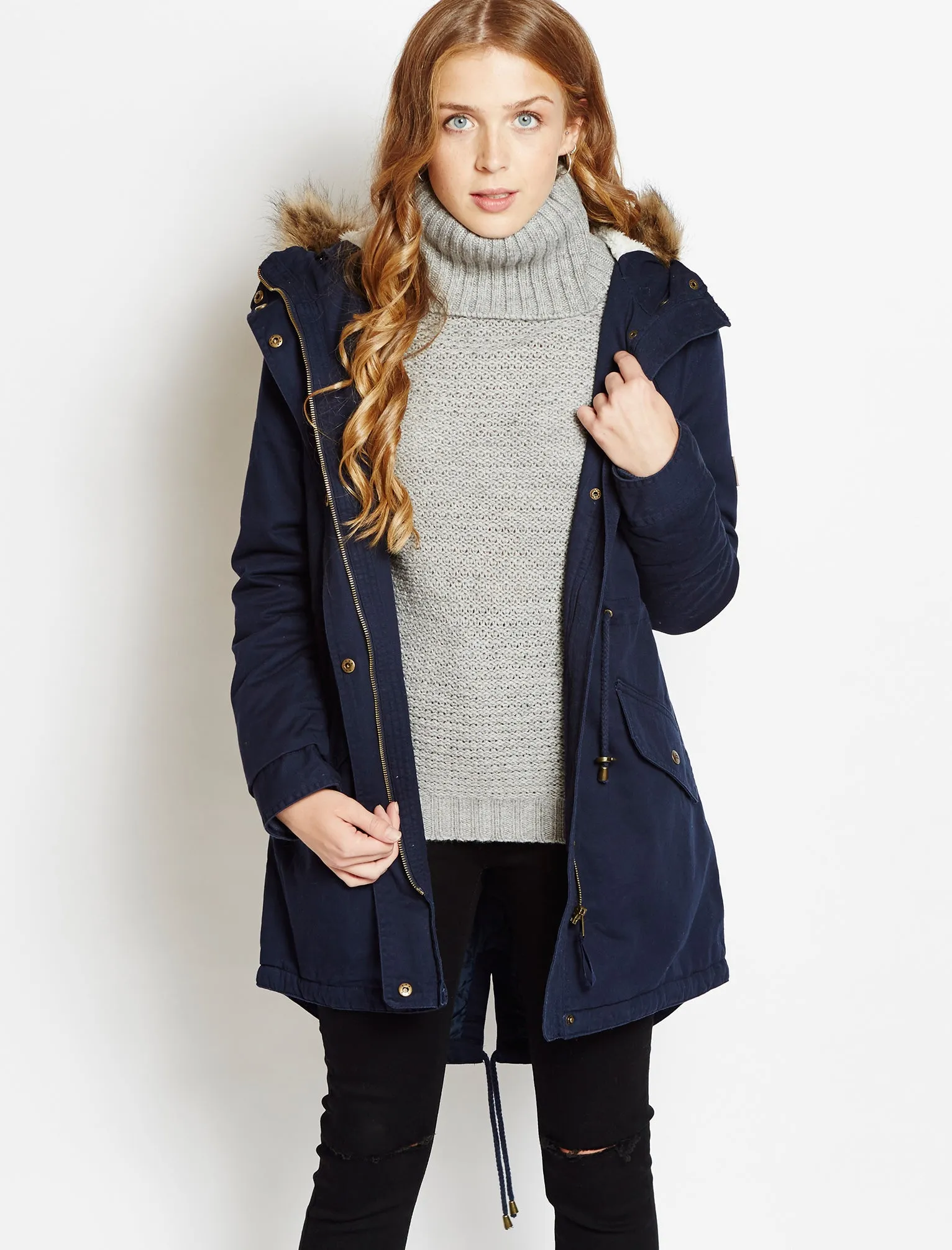 Tokyo Laundry Carolina navy parka jacket