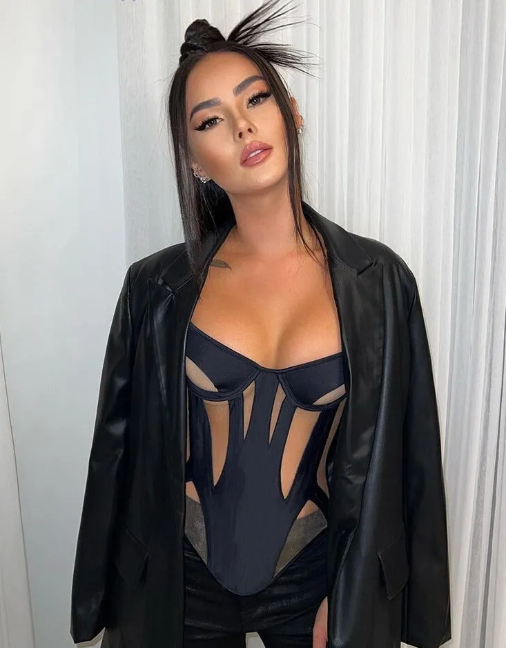 top Corsetto mesh donna