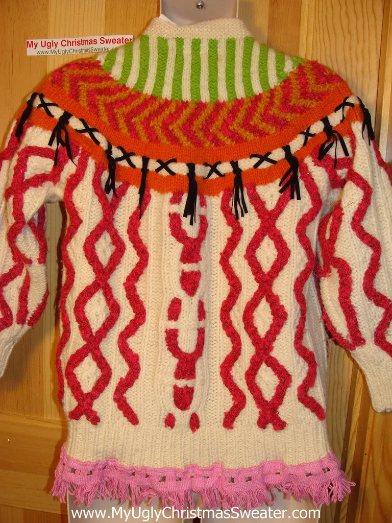 Ugly Christmas Sweater Party Hanukkah Sweater Vintage 80s Holy Grail of Ugly Pattern (j174)