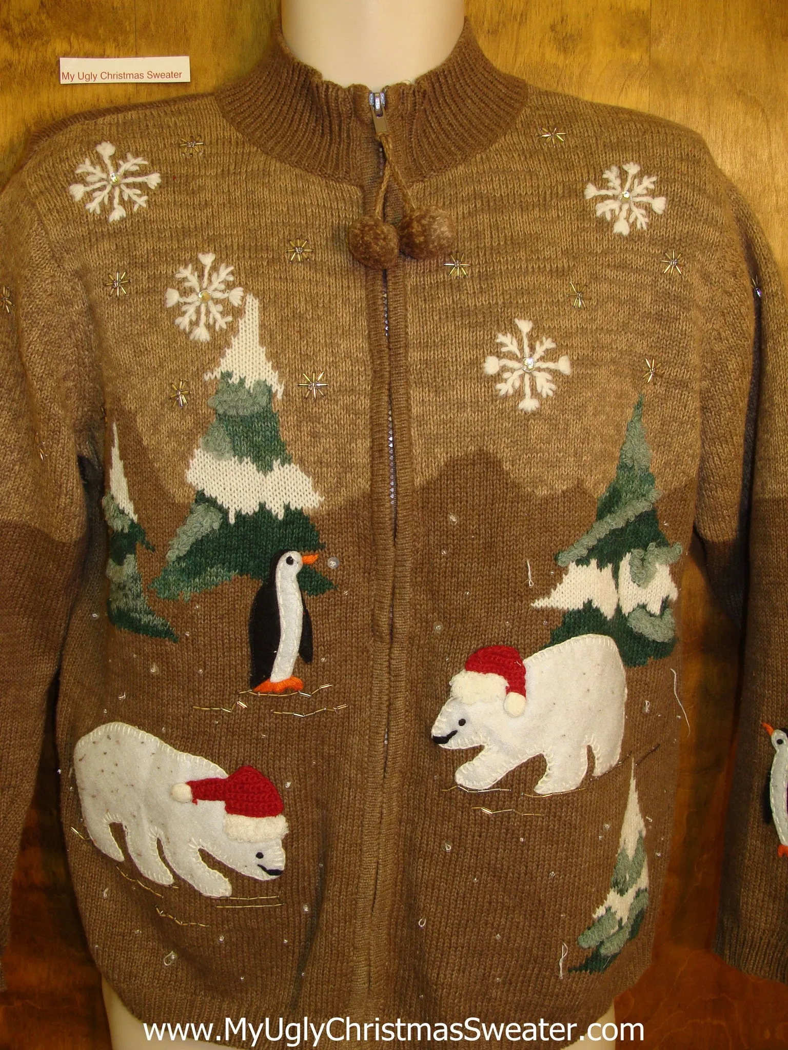 Ugly Festive Xmas Sweater Polar Bears and Penguins