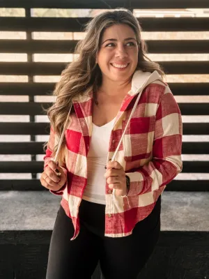 Urban Dreams Athleisure Hooded Flannel, Red