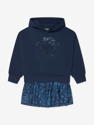 Versace Girls Medusa Sweater Dress in Navy