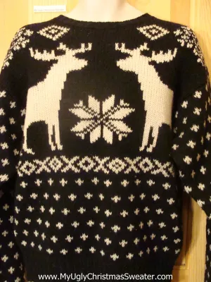 Vintage Style Reindeer Festive Ugly Christmas Sweater