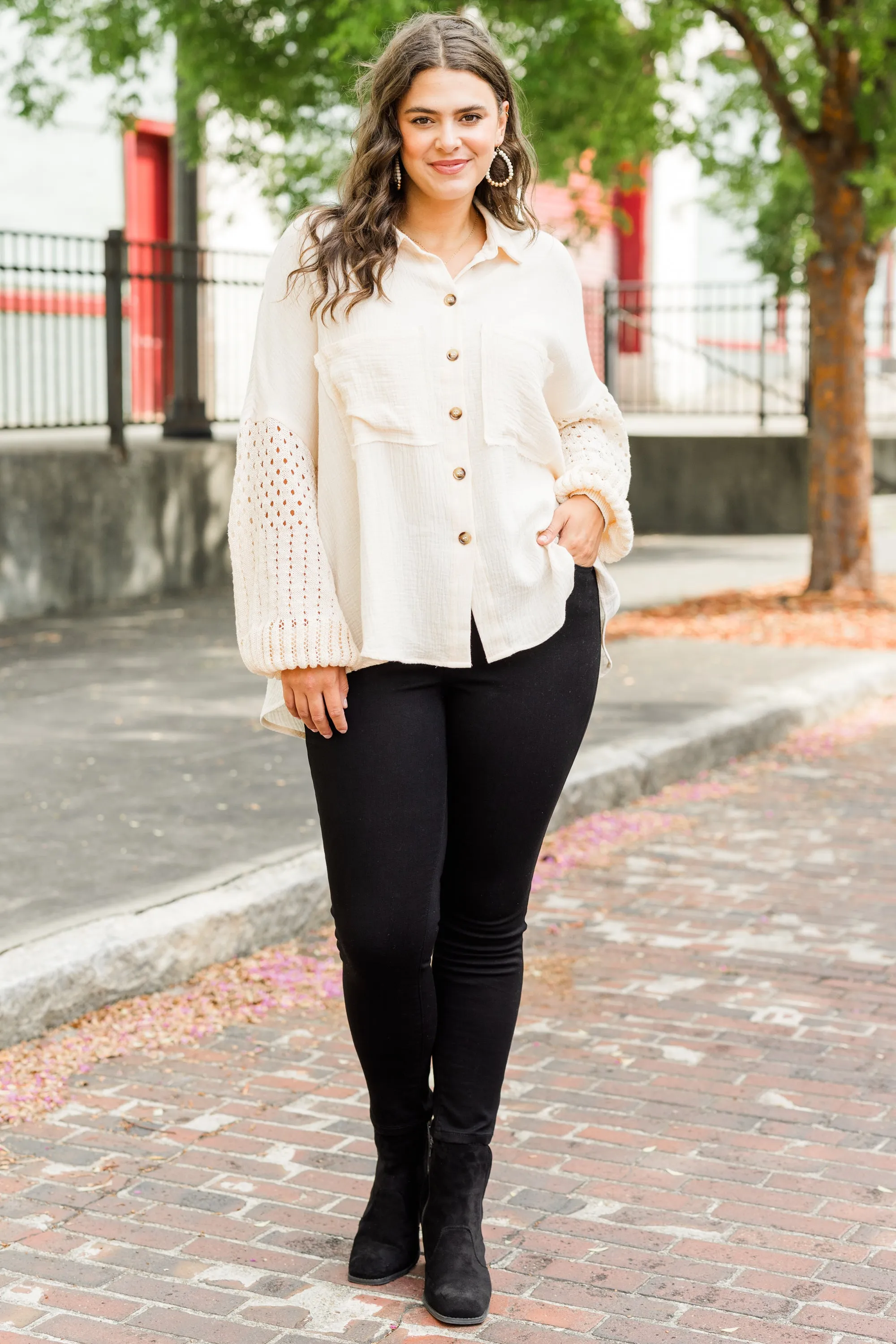 Whispering Petals Top, Cream