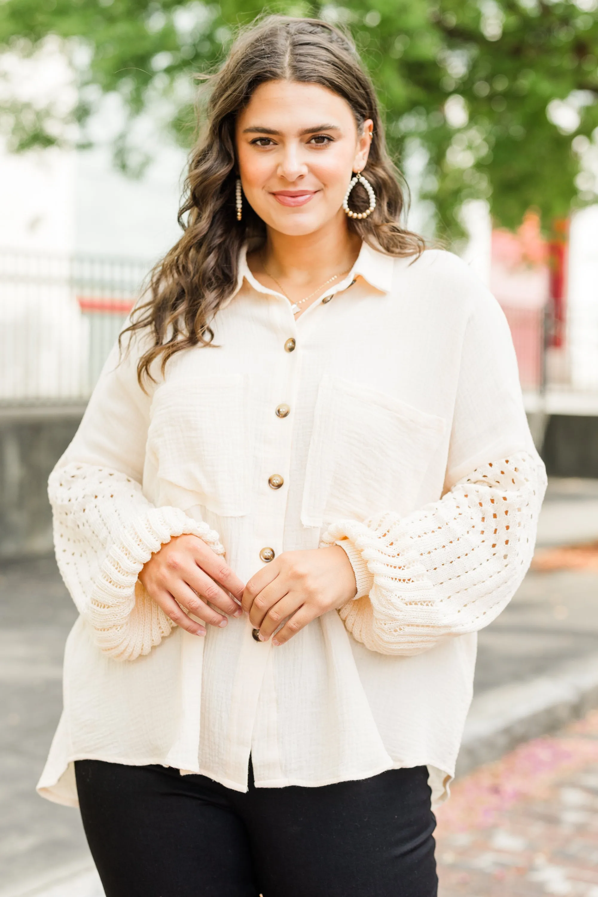 Whispering Petals Top, Cream