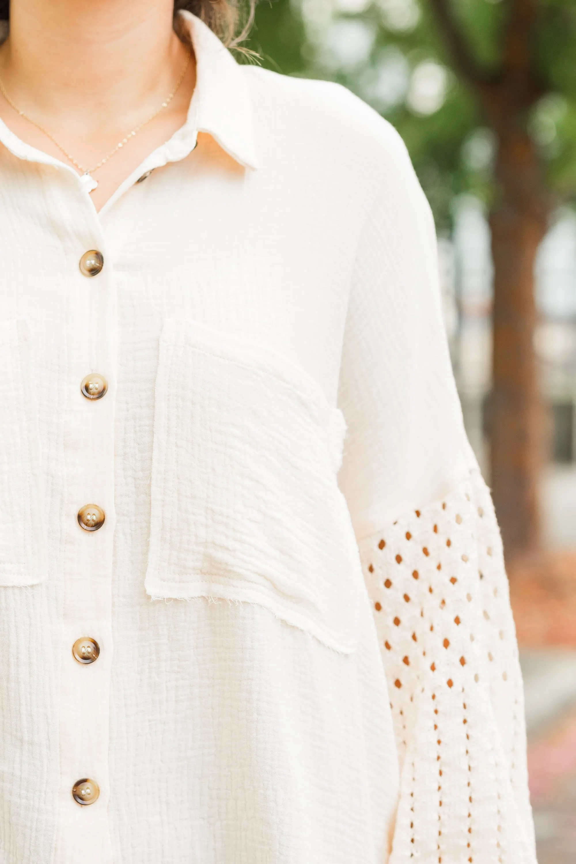 Whispering Petals Top, Cream