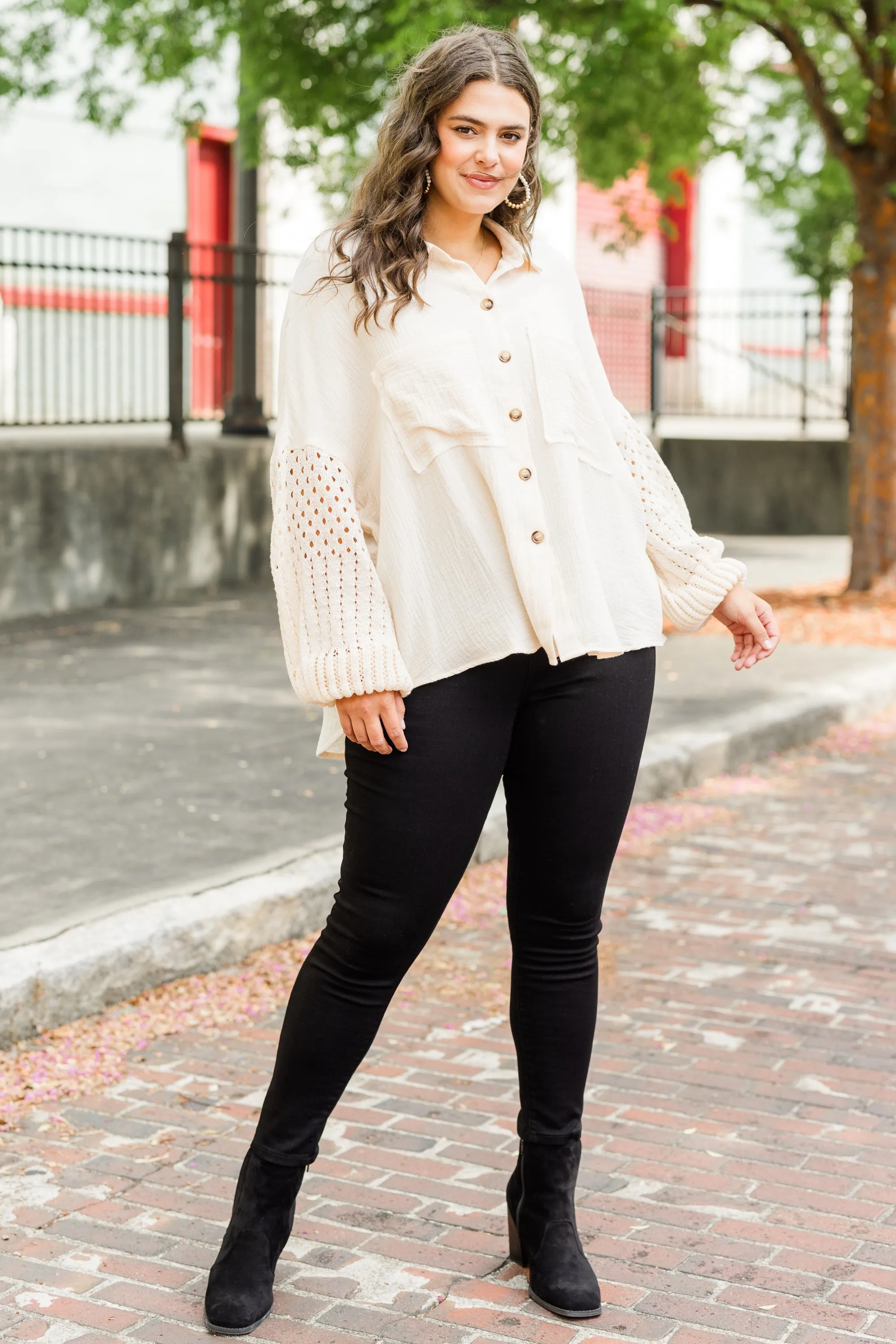 Whispering Petals Top, Cream