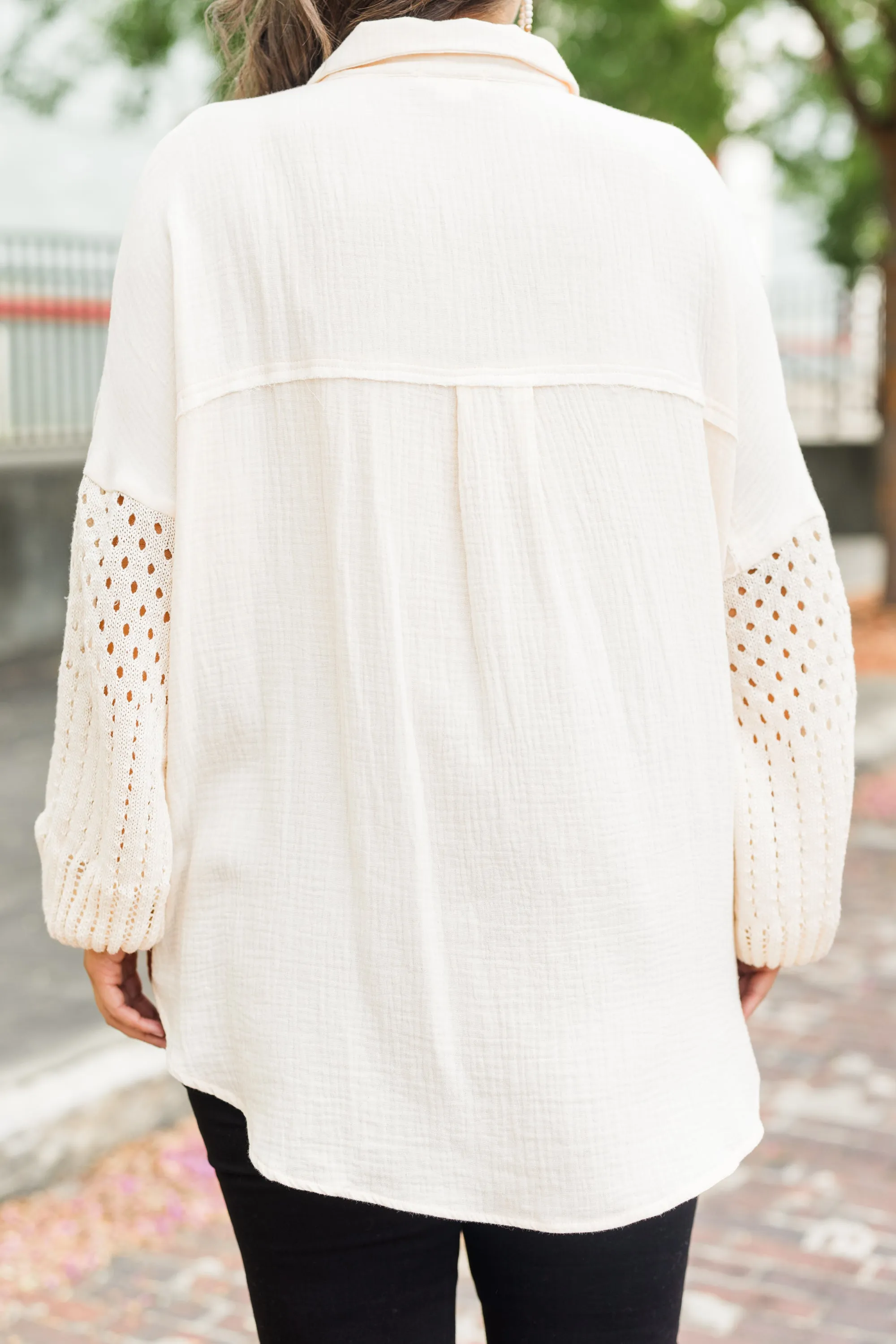 Whispering Petals Top, Cream