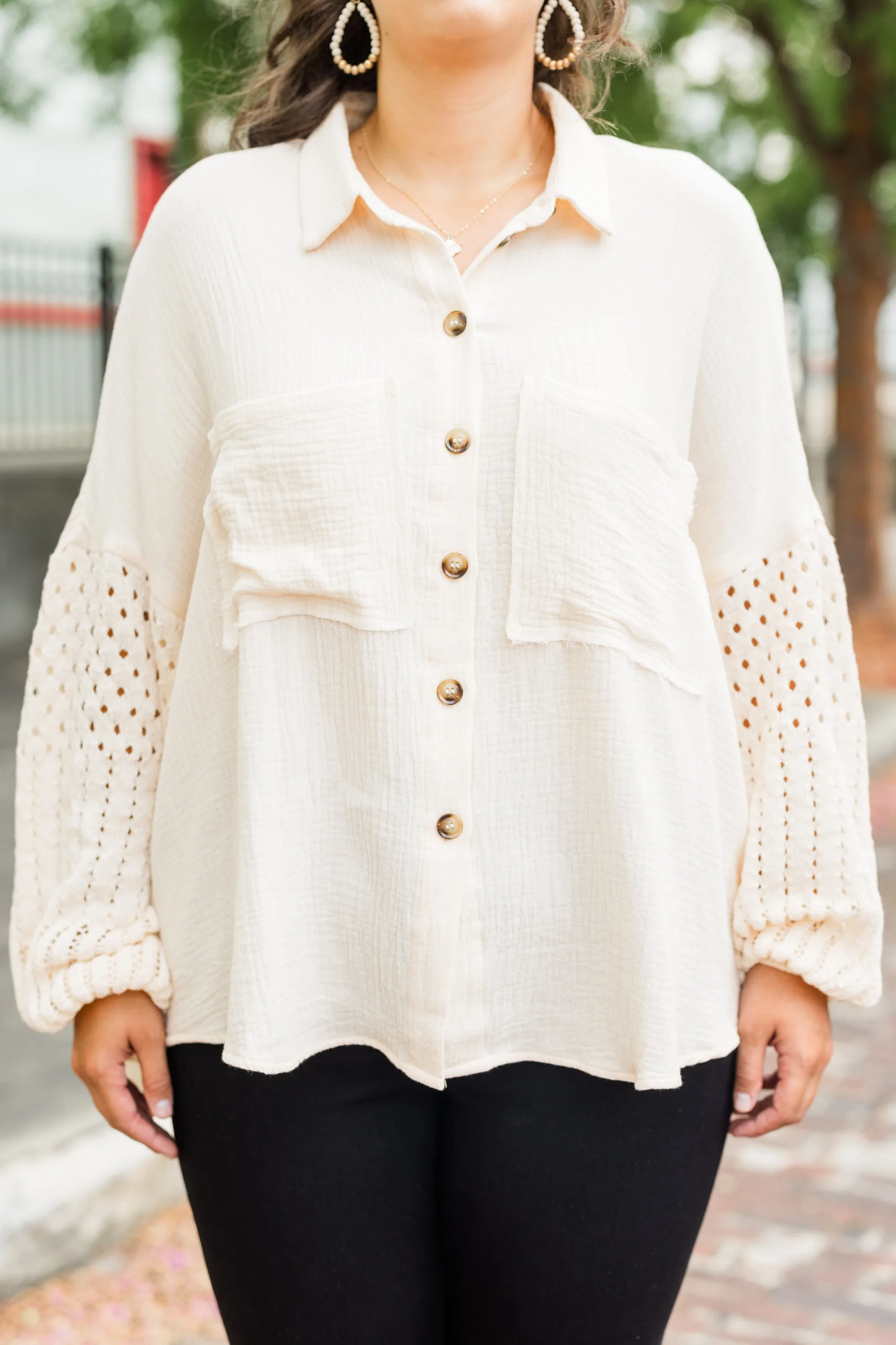 Whispering Petals Top, Cream