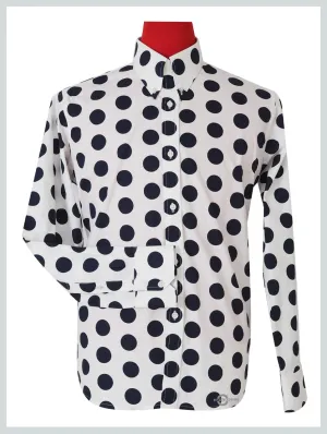 White and Navy Blue Polka Dot Shirt