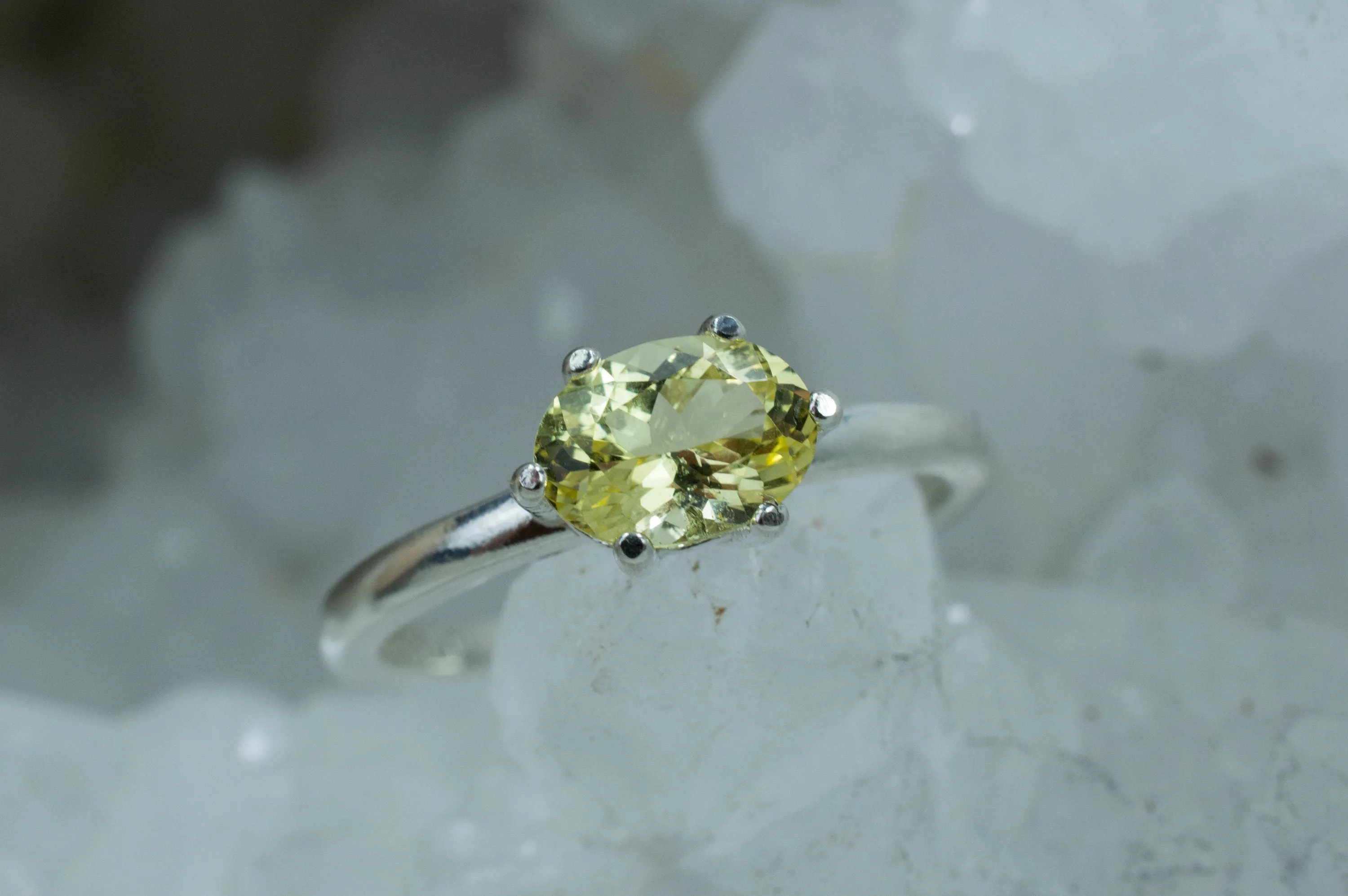 Yellow Danburite Ring; Genuine Untreated Tanzania Danburite