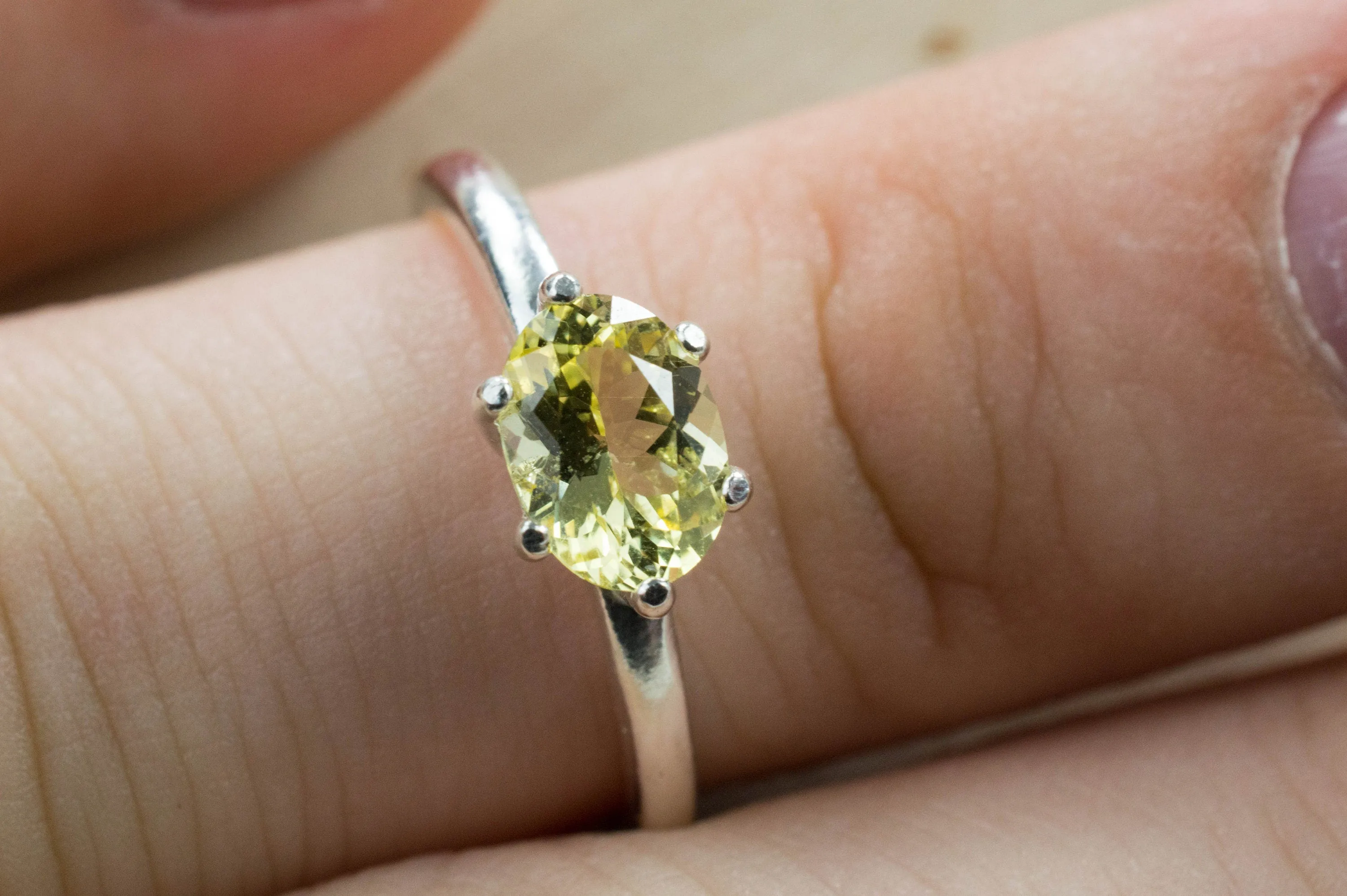 Yellow Danburite Ring; Genuine Untreated Tanzania Danburite