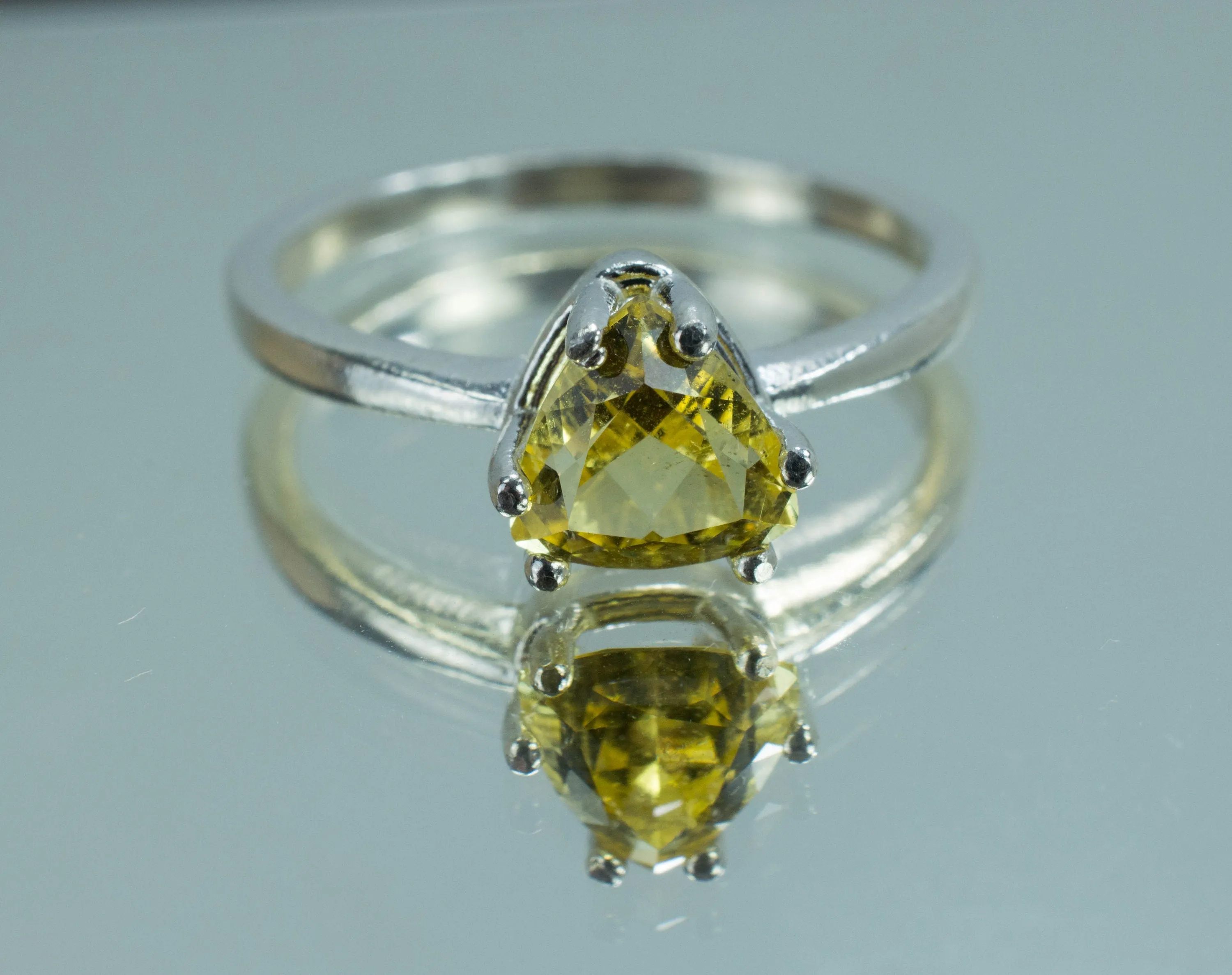 Yellow Danburite Sterling Silver Ring; Genuine Untreated Mexico Danburite; Danburite Ring