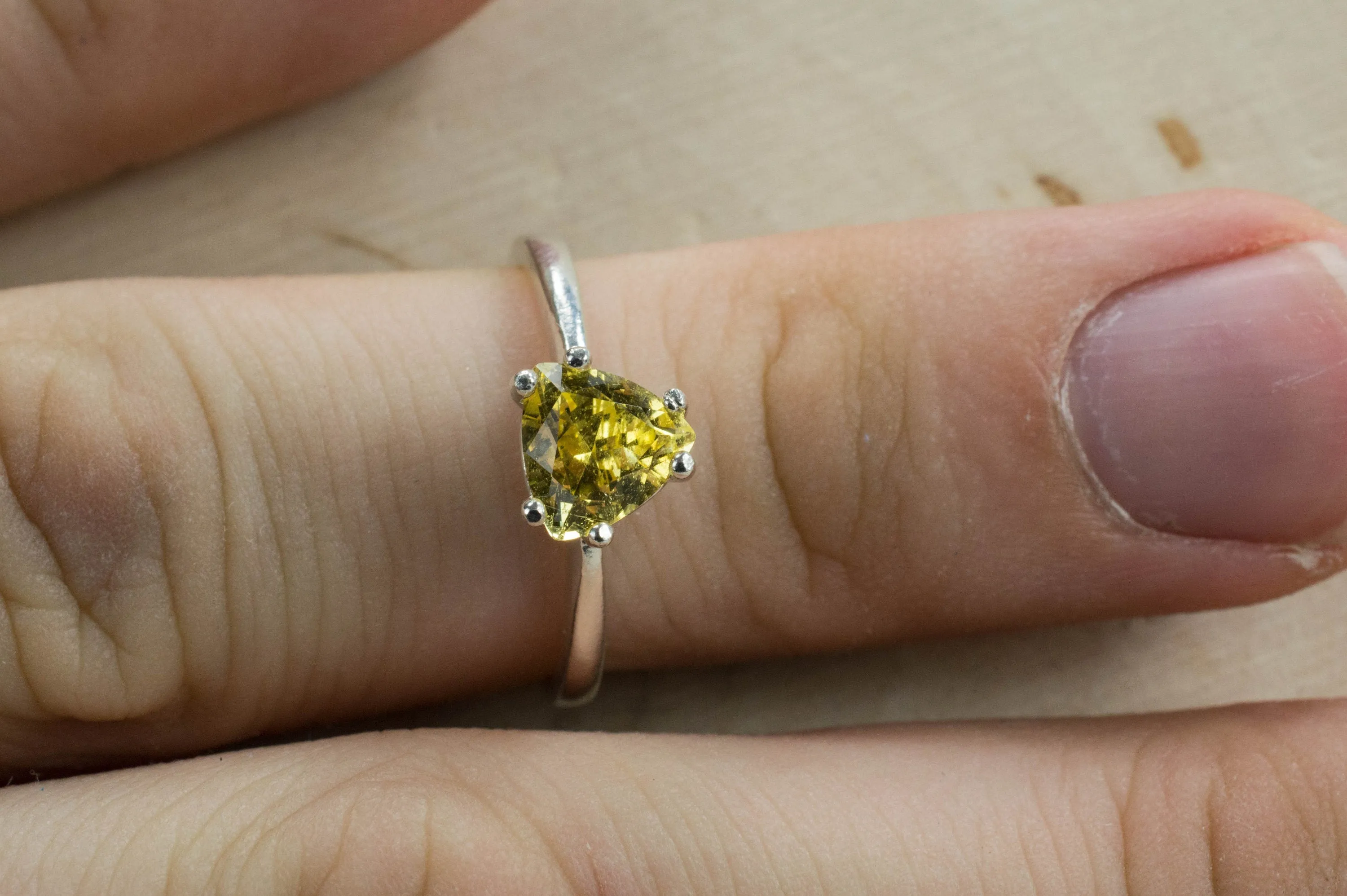 Yellow Danburite Sterling Silver Ring; Genuine Untreated Mexico Danburite; Danburite Ring