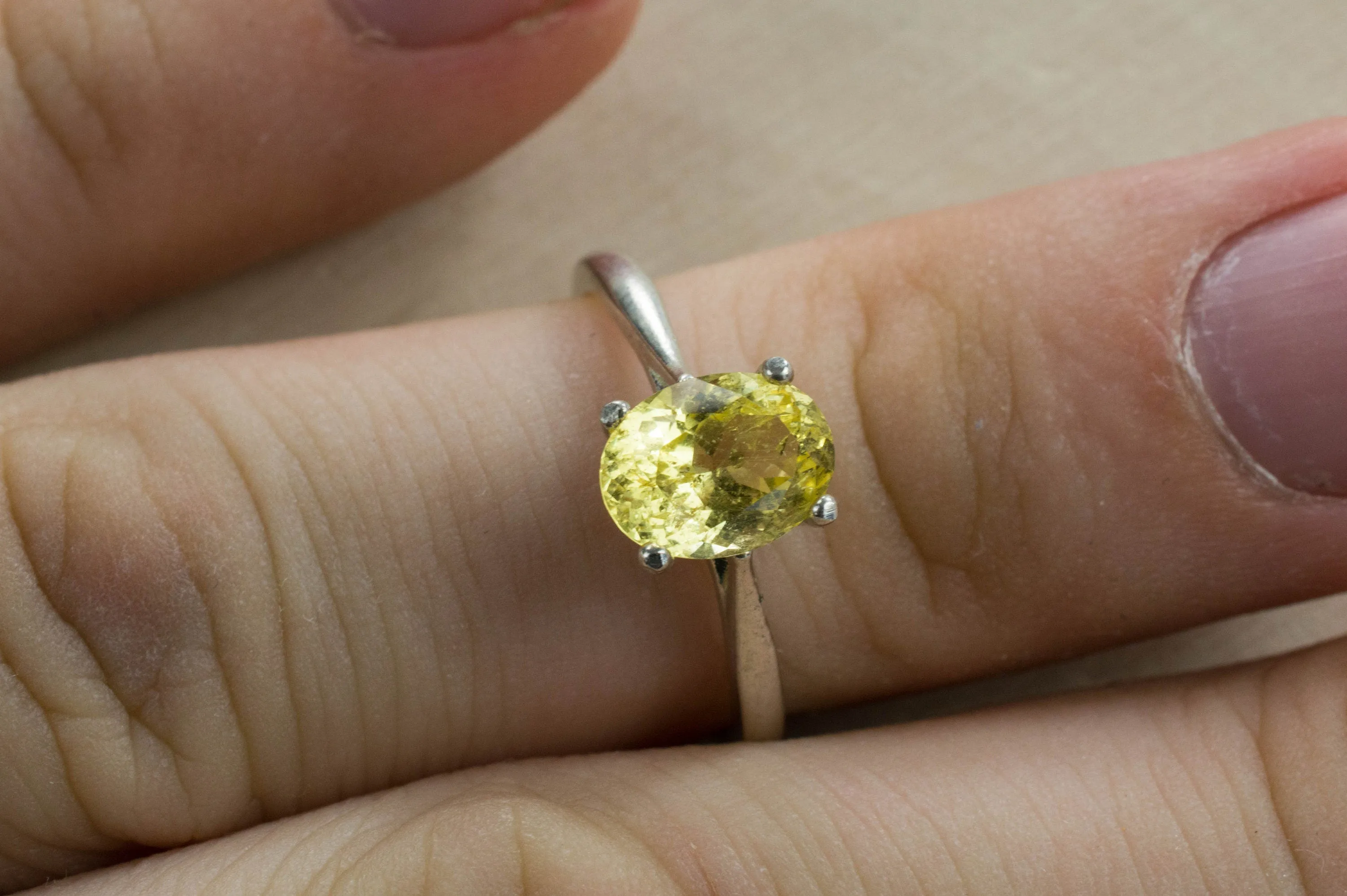 Yellow Danburite Sterling Silver Ring; Natural Untreated Mexican Danburite; Danburite Ring