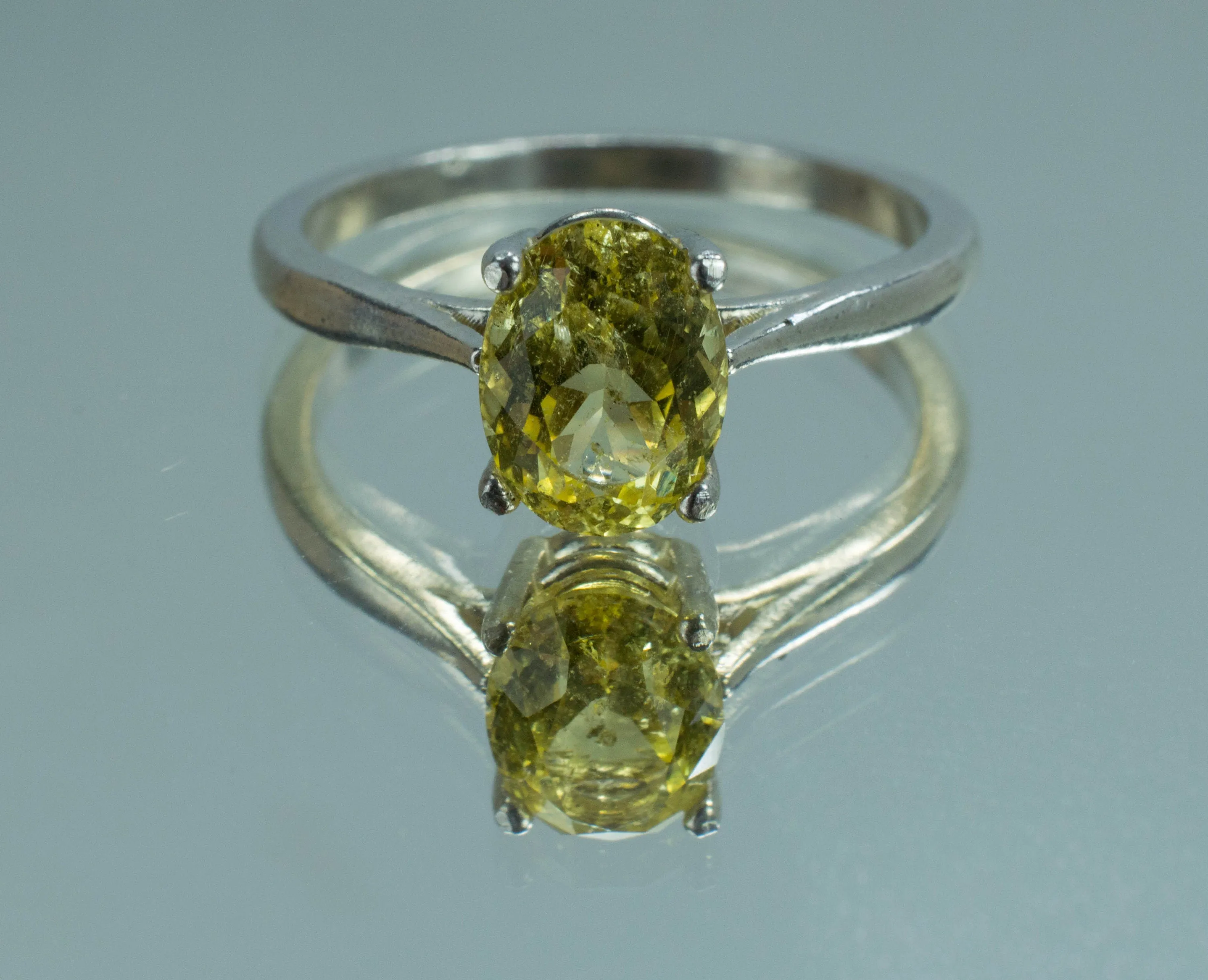 Yellow Danburite Sterling Silver Ring; Natural Untreated Mexican Danburite; Danburite Ring